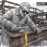 Плазморез для демонтажа: мастер режет ржавую балку на объекте